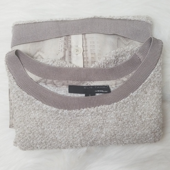 Elie Tahari Boucher Mock Layered Sweater Beige - Picture 6 of 8